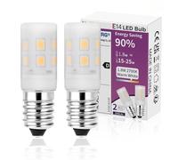 YzzYzz E14 Lámpara LED Blanco Cálido, 2700K Lámpara LED E14, 1.8W de repuesto para lámparas halógenas de 25 W, Bombilla LED para frigorífico de 245 lúmenes, No Regulable, 230V AC (E14-2PCS)