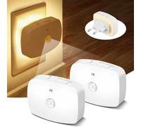 YzzYzz luz nocturna infantil, luces nocturnas de pasillo de Enchufe con Sensor Movimiento y Sensor de Crepúsculo, 3 temperaturas de color, diseño de retroiluminación, Dormitorio, Cocina, Baño,2 Piezas