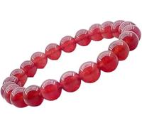 Z.A Gems - Pulsera de jade de rubí rojo natural | Pulsera de cuentas de 8 mm, pulsera trenzada de regalo y pulsera elástica para hombres y mujeres, Gema, jade rubí rojo