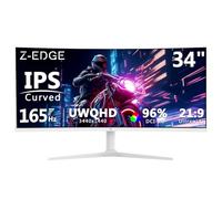 Z-Edge Monitor Curvo 34 Pulgadas Gaming Blanco PC, 3440x1440, IPS, 165Hz(DP), 1ms, 21:9 Pantalla Ultrawide, Ajustable en Altura/Vertical/Horizontal/Rotativo, 100Hz (HDMI), FreeSync, VESA
