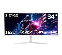Z-Edge Monitor Curvo 34 Pulgadas Gaming Blanco PC, 3440x1440, IPS, 165Hz(DP), 1ms, 21:9 Pantalla Ultrawide, Ajustable en Altura/Vertical/Horizontal/Rotativo, 100Hz (HDMI), FreeSync, VESA