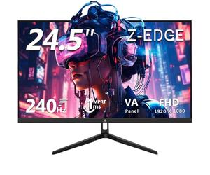 Z-Edge Monitor Gaming 24,5'', 240 Hz, 1ms, FreeSync, FHD(1920x1080), Pantalla Ordenador Bisel Ultrafino, 5000:1, Inclinación Ajustable, DP1.4& 2*HDMI2.0, RGB Luz, VA, VESA 100*100mm(Cable DP Incluido)