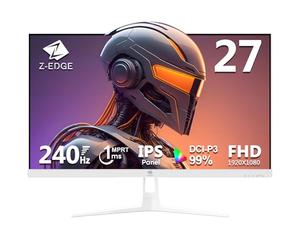 Z-Edge Monitor Gaming Blanco 27 Pulgadas FHD 240Hz 1ms IPS FreeSync HDMI DP