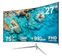 Z-Edge Monitor Gaming Curvo 27 '', 75 Hz, FHD 1080P (1920x1080), Monitor Oficina Blanco con HDMI Cable, 1800R VA Sin Marco, 178° ángulo de visión, Inclinación Ajustable, VGA+HDMI, Tecnología Eye-Care