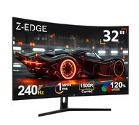 Z-Edge Monitor Gaming Curvo 32'' 240 Hz, 1ms, 1080P, FreeSync, Pantalla PC Bisel Ultra Fino, 1500R VA, Inclinación Ajustable, 2* HDMI 2.0 & 2* DP 1.4, RGB Luz de Respiración(Cable HDMI Incluido)