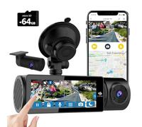 Z-Edge T3P - Cámara triple delantera y trasera 4K + 1080P frontal e interior, 1600P + 1080P + 1080P cámara tridireccional, visión nocturna por infrarrojos, supercondensador, soporte máximo 512 GB (64