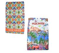 Z&H Pack Doble Alicante - Paños de Cocina Diseño Español, Alicante, Marina, Castel Santa Barbara, Explanada,