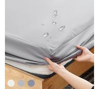 Z-HOM Sábana bajera impermeable, microfibra, sábana bajera impermeable con capa de plástico impermeable, altura del colchón de hasta 30 cm, certificado Öko-Tex (gris claro, 140 x 200 x 30 cm)