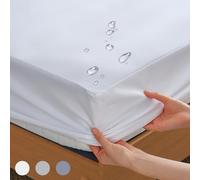 Z-HOM Sábana bajera impermeable, microfibra, sábana impermeable con capa de plástico impermeable, altura del colchón hasta 30 cm, certificado Öko-Tex (blanco, 180 x 200 x 30 cm)
