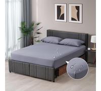 Z-HOM Sábana Bajera, Impermeable y Transpirable, de Microfibra, 100% Poliéster/Tejido Cepillado, Agradable al Tacto, Altura del Colchón hasta 30 cm (Gris Oscuro, 120 x 200 x 30 cm)