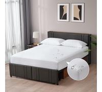 Z-HOM Sábana Bajera, Impermeable y Transpirable, de Microfibra, 100% Poliéster/Tejido Cepillado, Agradable al Tacto, Altura del Colchón hasta 30 cm (Blanco, 90 x 200 x 30cm)