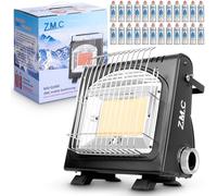 Z.M.C Calefacción de gas portátil 2 en 1 y hornillo + 24 cartuchos de 227 g, calefacción cerámica para camping, 1,7 kW