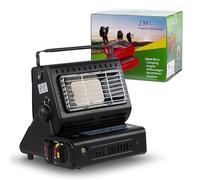 Z.M.C Calentador de gas portátil 2 en 1 y hornillo de gas con conexión LPG, calefacción de camping de 1,3 kW, calentador de gas para exteriores, calefactor portátil con encendido piezoeléctrico