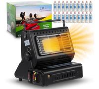 Z.M.C Calentador de gas portátil de cerámica 2 en 1 y hornillo de gas 1,3 kW, con conexión LPG + 20 cartuchos de gas, hornillo de camping con encendido piezoeléctrico, calefacción de camping