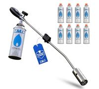 Z.M.C - Desherbador de malezas de 2,5 kW + 8 cartuchos de gas de 227 g - Deshierbe con encendido piezoeléctrico y ajuste de llama continuo - Aparato de fuego de hasta 1400 °C para jardín