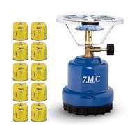 Z.M.C Hornillo de camping + 10 cartuchos de gas de 190 g, hornillo de gas portátil para camping, 1110 W, encendedor de carbón para exteriores, hornillo de cartuchos para cartucho, ideal para camping,