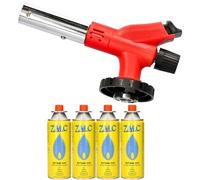 Z.M.C Quemador de gas de 1,0 kW + 4 cartuchos de gas de 227 g, quemador de hasta 1300 °C, quemador Bunsen, quemador de cocina con llama ajustable, accesorio de quemador