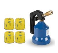 Z.M.C Quemador de gas de 2,2 kW + 4 cartuchos de gas de 190 g, soplete de flambeo, quemador Bunsen, quemador de cocina con llama ajustable, accesorio de quemador para camping, soplete de soldadura,