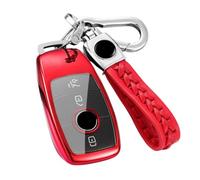 Z.MYUKI 【4 colores】 Clase A AMG Funda para llave con llavero para Mercedes Benz Clase A W177 2018-2022 2023 Accesorios Original (Rojo)