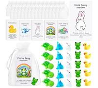 Z-synka Juego de 50 regalos positivos a granel con tarjeta divertida, bolsa de organza, regalos inspiradores de agradecimiento para empleados (tortuga, tiburón, conejo, pato)