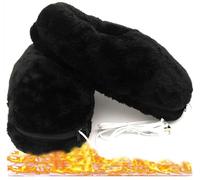 Z-YQL 1 par usb zapatillas de calefacción eléctrica con calefacción zapato de felpa invierno clima frío zapatos mantener el pie más cálido mujeres hombres (Negro)