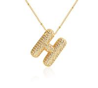 Z ZACHÉ Collar chapado en oro de 18 quilates con letra del alfabeto de burbujas de circonita cúbica 26 A-Z, collar de monograma personalizado, collar con inicial de globo para mujeres, M, Latón