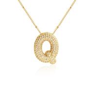 Z ZACHÉ Collar chapado en oro de 18 quilates con letra del alfabeto de burbujas de circonita cúbica 26 A-Z, collar de monograma personalizado, collar con inicial de globo para mujeres, M, Latón