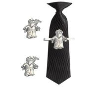 z34 Noah Holy Man Fine English Pewter on a Tie Clip Slide & Gemelos Set de regalo