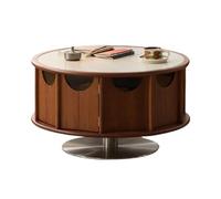 Z4T8M2K6G5 Mesa de Centro Mesa de Centro Redonda giratoria con Almacenamiento Oculto, Base metálica Madera, Sala Estar, decoración del hogar