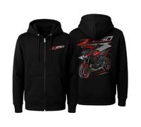 Z650 (2020-2025) - Sudadera unisex con capucha y cremallera completa para motocicleta, sudadera novedosa, Negro - 2022 Firecracker Red, XX-Large