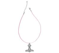 Z96 Collar con colgante de peltre con martillo de Thor en cordón rosa, hecho a mano, ajustable de 45,7 cm, unisex