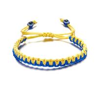 Zaagot Pulsera nacional azul y amarilla hecha a mano trenzada con soporte de soporte azul y amarillo, pulsera trenzada de cuerda 6#