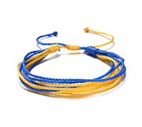 Zaagot Pulsera nacional azul y amarillo hecha a mano con cordón trenzado azul y amarillo, As Pic Shows, cuerda trenzada