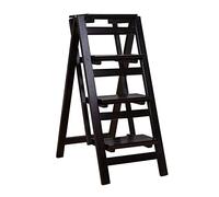 ZAANU Escalera Negra de 4 escalones, Taburete Plegable, escaleras de Tijera de Madera, Taburete Alto, escaleras de Escalada portátiles para el hogar para Cocina, Oficina, Biblioteca