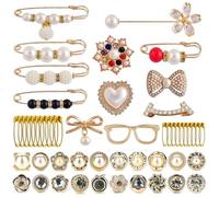 ZAAWUUT Dijes para calcetines, 52 pines de seguridad, accesorios brillantes para calcetines, broches dorados para calcetines, broches para sombreros, ropa, calcetines y zapatos (52)