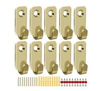 ZAAWUUT Paquete de 10 ganchos de metal para montaje en pared, acero inoxidable 304, mini gancho en J para colgar marcos de fotos, espejo, alambre (dorado)