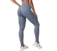 ZAAYO Leggings de deporte para mujer, cintura alta, largos, boom boom, scramping, sin costuras, push up, gimnasio, opacos, yoga, deporte, azul, XS
