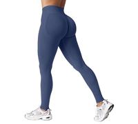 ZAAYO Leggings deportivos para mujer, sin costuras, cintura alta, levantamiento de glúteos, push up, gimnasio, pantalones deportivos, gris azul, M