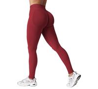 ZAAYO Leggings deportivos para mujer, sin costuras, cintura alta, levantamiento de glúteos, push up, gimnasio, pantalones deportivos, Escarlata., M