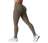 ZAAYO Leggings deportivos para mujer, sin costuras, cintura alta, levantamiento de glúteos, push up, gimnasio, pantalones deportivos, café, S