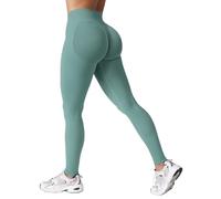 ZAAYO Leggings deportivos para mujer, sin costuras, cintura alta, levantamiento de glúteos, push up, gimnasio, pantalones deportivos, verde claro, S