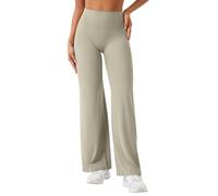 ZAAYO Leggings rectos sin costuras para mujer, cintura alta, pantalones de yoga, deporte, yoga, gimnasio, yoga, pantalones de impacto, regular/largos/extra largos, Arena clara, XL