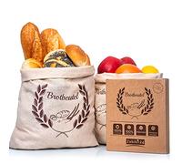Zabiko24 - Juego de 2 bolsas para el pan - De lino 100% natural - Para guardar el pan (35 x 40 cm) - Bolsa para el pan, protección contra el moho y las bacterias, incluye recetas de pan gratis.