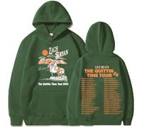 Zach Bryan Sudadera con capucha unisex de música country, jersey retro The Burn Tour, ropa de calle informal para fiestas escolares, verde, L