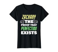 Zachary La Prueba de Que la perfección Existe Funny Zachary Nombre Camiseta gráfica económica, Mujer, Negro, XL