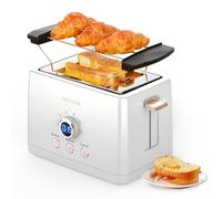 ZACHVO Tostadora con accesorio para panecillos, 6 niveles de tostado, 850 W, con bandeja recogemigas extraíble, pantalla LED, alta elevación, calentamiento, descongelación, función de cancelación