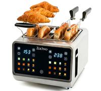 Zachvo Tostadora de 4 rebanadas con pantalla táctil y cuenta regresiva - tostador largo de acero inoxidable con 2 zonas de temperatura independientes, ranuras extra anchas de 3,7 cm, 6 programas