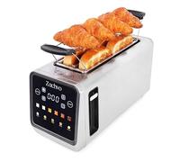 Zachvo Tostadora de Ranura Larga para 4 Rebanadas con Pantalla Táctil, Cuenta Atrás LED y Memoria, 5 Programas, Función Una Rebanada y Bagel, Ranuras Extraanchas, Calientapanecillos, Acero Inoxidable