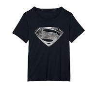 Zack Snyder's Justice League Superman Symbol Black Suit Camiseta, Mujer Tallas Grandes, Negro, 1XL Grande
