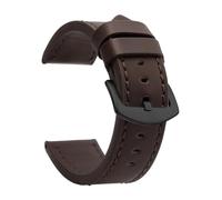 ZacLAy Correa De Reloj De 18Mm, 20Mm, 22Mm Y 24Mm, Correa De Reloj Deportiva De Cuero Vintage, Hebilla De Acero Inoxidable, Negro marrón oscuro, 18mm